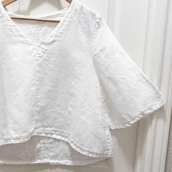 Bryn Walker Women's 100% Linen Boxy Oversized Tunic Top Size XS White Lagenlook - Picture 4 of 9